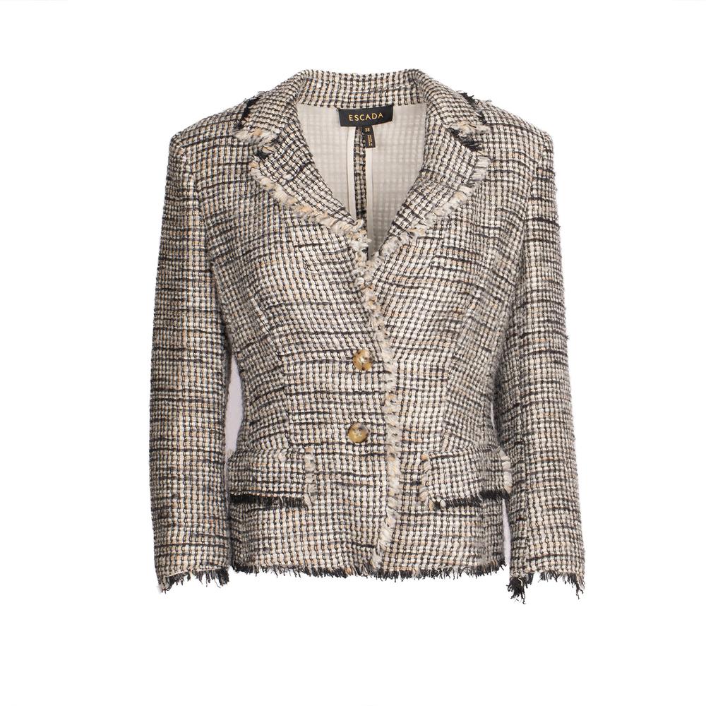 Escada Black And White Size 38 Tweed Jacket