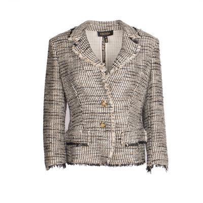 Escada Black And White Size 38 Tweed Jacket