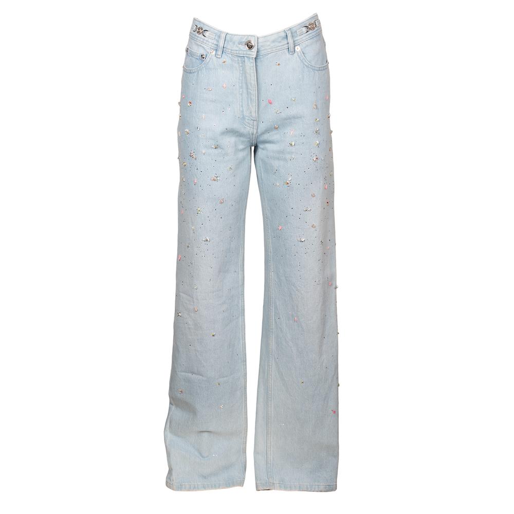 Versace Straight Leg Size 27 Embellished Jeans
