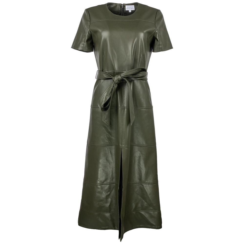 Tanya Taylor Size 6 Green Faux Leather Dress
