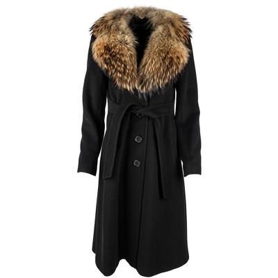 Andrew Marc Size Large Black Racoon Fur Jacket