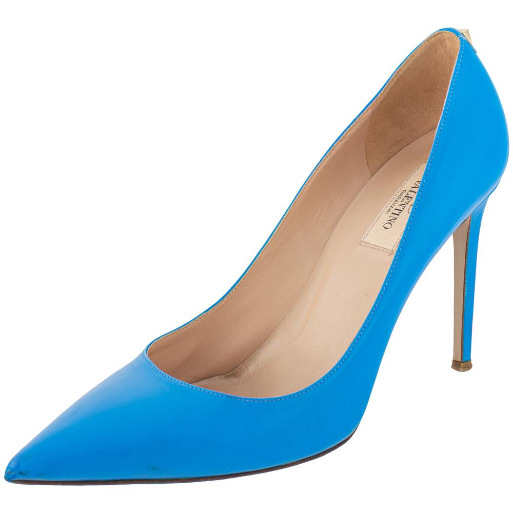 Valentino Size 39 Blue Pointy Patent Heels