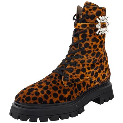 Stuart Weitzman Size 12 Brown Leopard Combat Boots