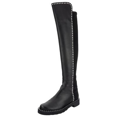 Stuart Weitzman Size 37.5 Black Studded Riding Boots