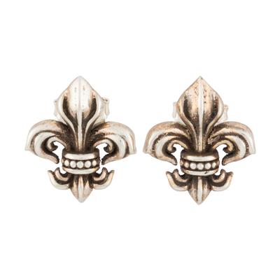 Night Rider Silver Fleur de Lis Earrings