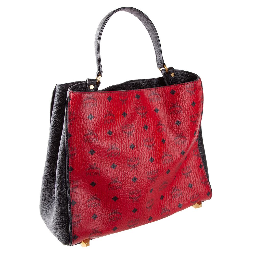Mcm Shoulder Bag Corina Visetos Red Satchel Handbag