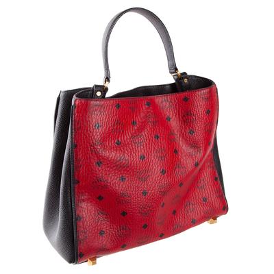 MCM Shoulder Bag Corina Visetos Red Satchel Handbag 