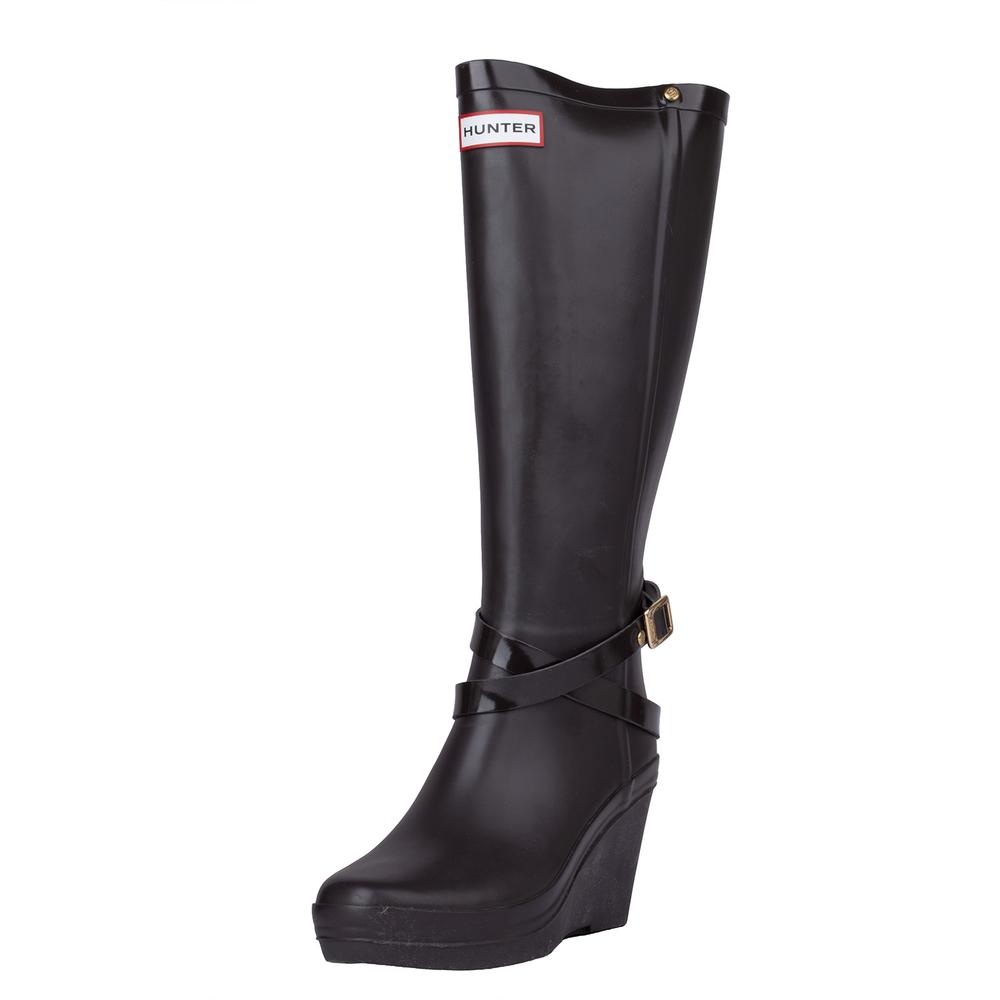 Hunter Size 6 Brown Rubber Wedge Boot