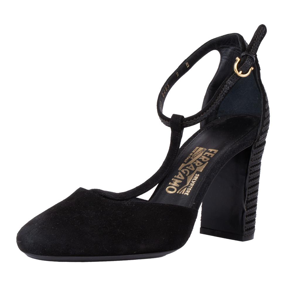 Ferragamo Size 11 Black Suede Heels