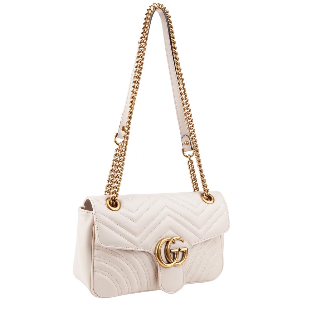 Gucci Off- White Quilted Leather Flap Bag