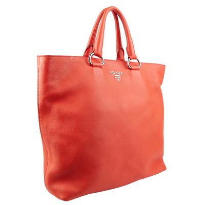 Prada Large Orange Leather Tote Bag