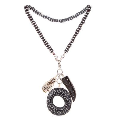 Que Milagro Black And Silver Beaded Charm Necklace