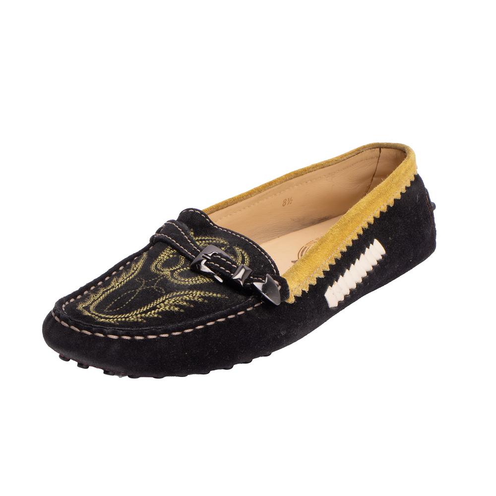 Tod's Size 8.5 Black Embroidered Shoes