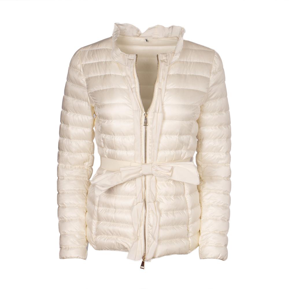 Moncler Cream Ruffle Lightweight Jacket With Belt