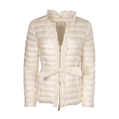 Moncler Cream Ruffle Lightweight Jacket With Belt
