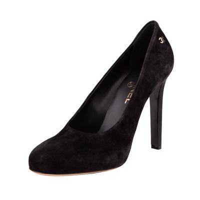 Chanel Size 39.5 Black Suede Heels