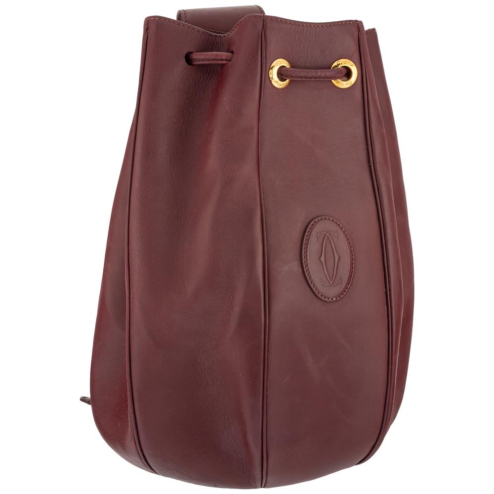 Cartier Burgundy Vintage Bordeaux Bucket Handbag