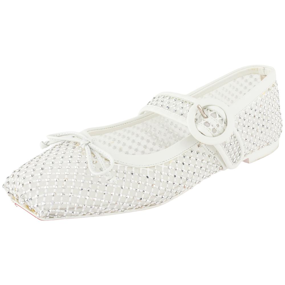 Christian Louboutin Size 39 White Sequin Mesh Shoes
