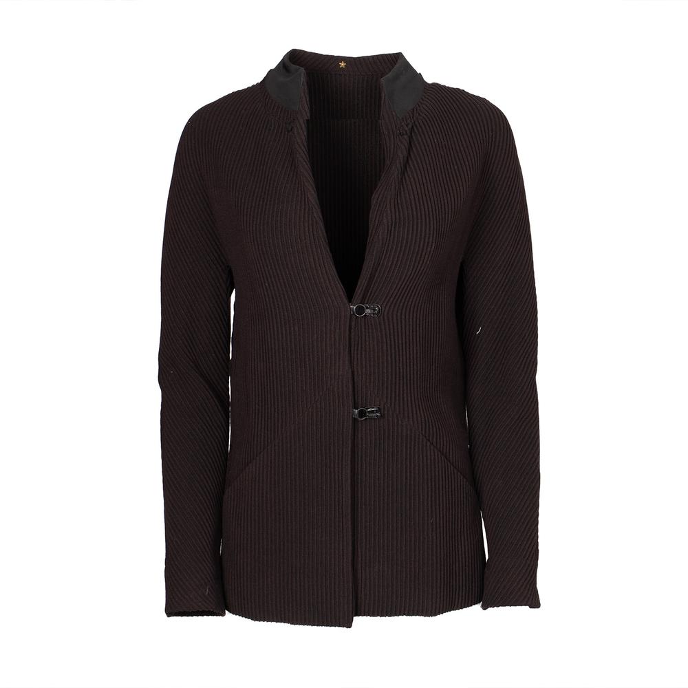 Small Ribbed Brown Long Jacket