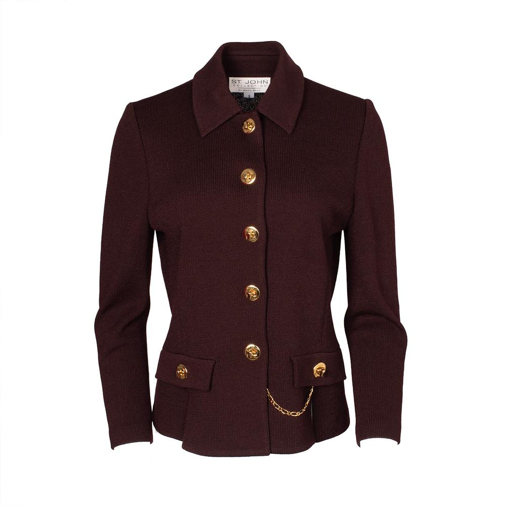 St.John Burgundy Size 8 Knit Blazer