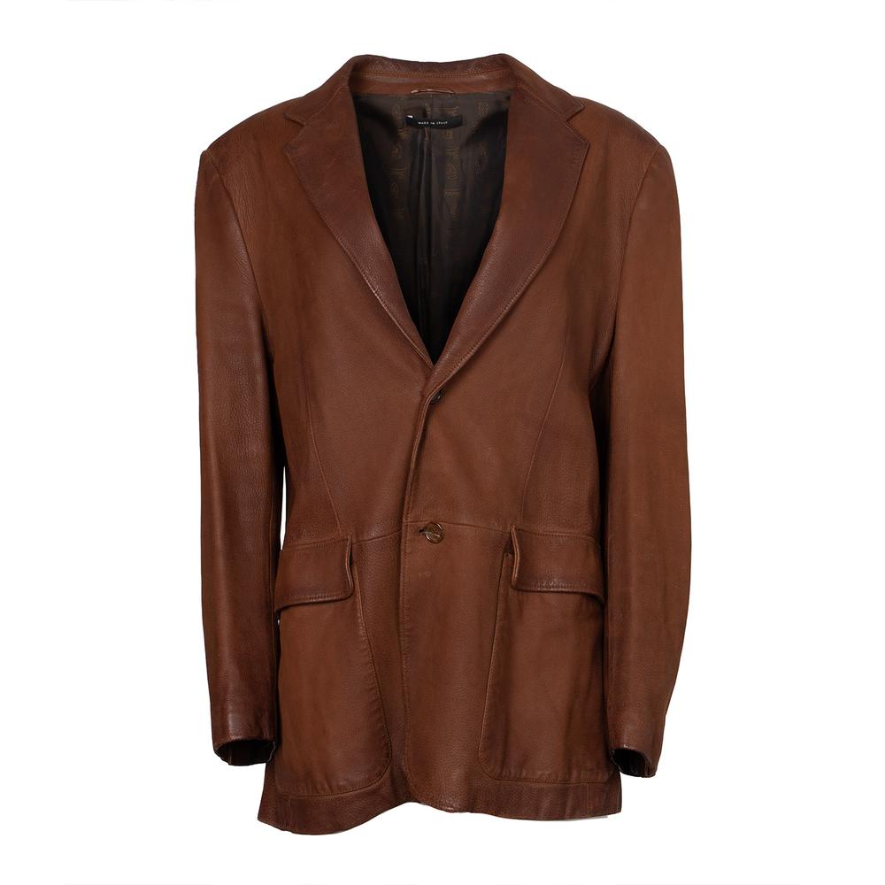Gucci Size 56 Brown Leather Coat