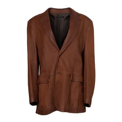 Gucci Size 56 Brown Leather Coat