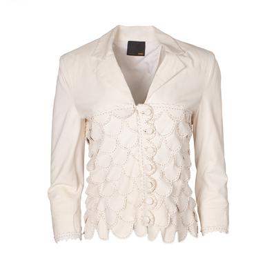 Fendi Cream Size 42 Scalloped Blazer