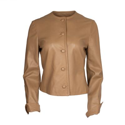  Agnona Size 42 Tan Leather Jacket