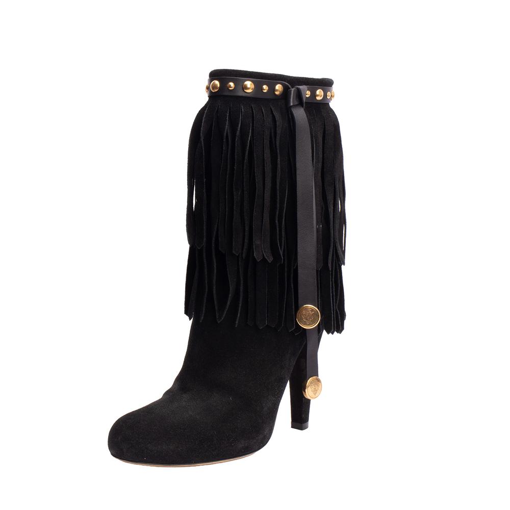Gucci Size 38 Black Fringe Boots