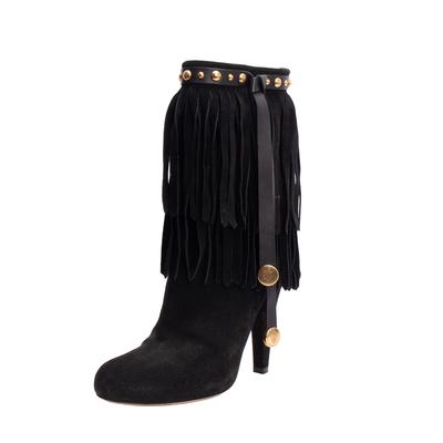 Gucci Size 38 Black Fringe Boots