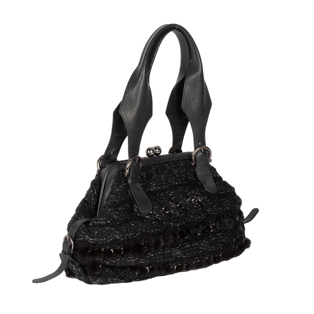 Salvatore Ferragamo Woven Kisslock Shoulder Bag