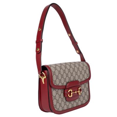 Gucci Burgundy Canvas Monogram Horsebit Bag