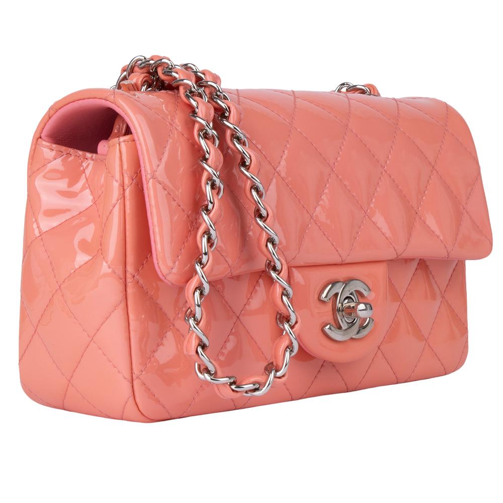 Chanel Pink Patent Leather Classic Flap