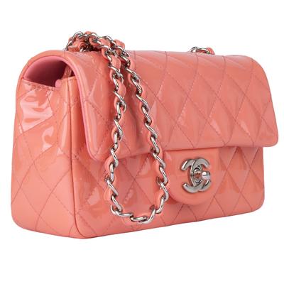 Chanel Pink Patent Leather Classic Flap