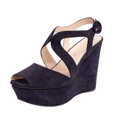 Prada Size 37 Navy Wedges