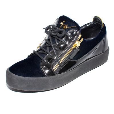 Giuseppe Zanotti Size 40 Navy Velvet Gail Sneakers