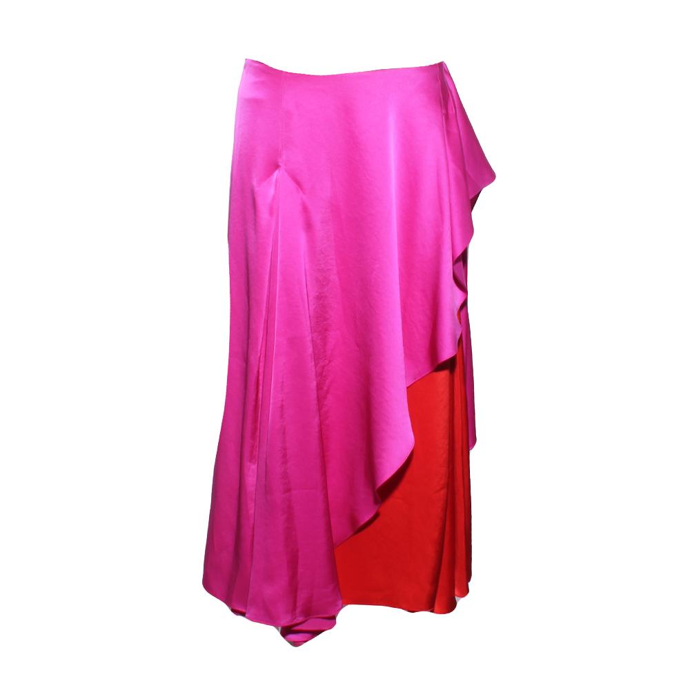  New Kenzo Size 38 Pink & Red Asymmetrical Panel Skirt