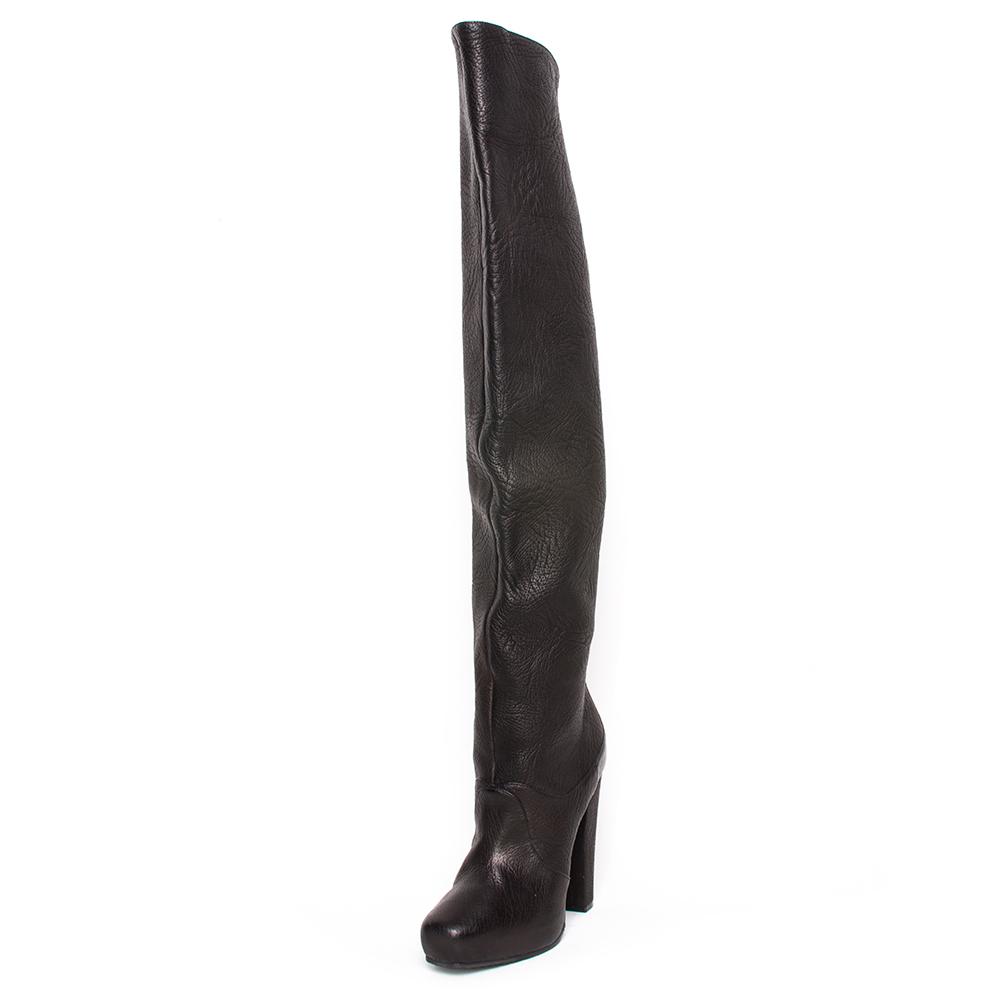  Donna Karan Size 39 Black Leather Thigh High Boots