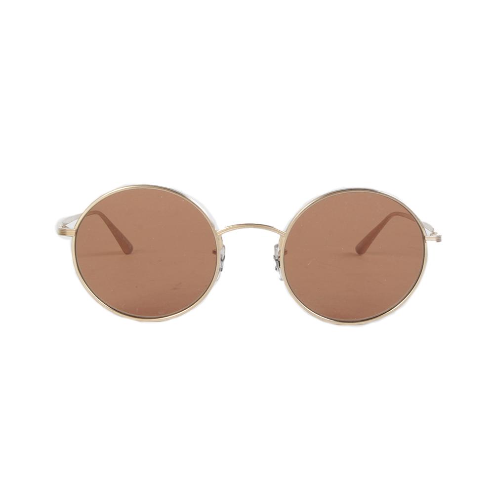  Oliver Peoples Midnight Gold Frame Round Sunglasses