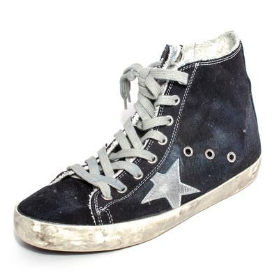 Golden Goose Size 39 Navy Canvas Fancy High Top Shoes