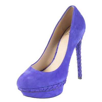 Brian Atwood Size 9 Blue Suede Snake Pattern Heel