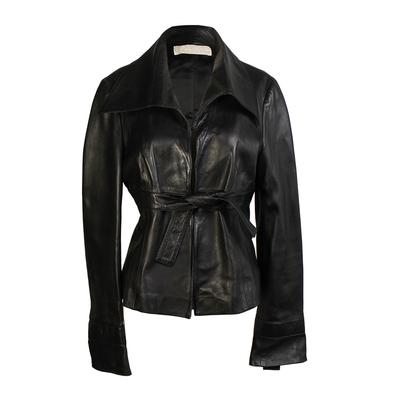Valentino Size 44 Front Tie Leather Jacket