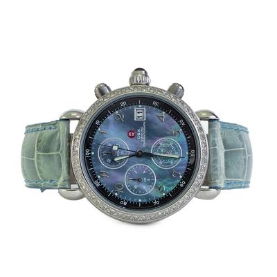  Michele CSX Blue Leather Diamond Watch