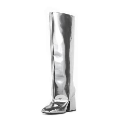 Marni Size 37 Silver Tall Heel Boots 