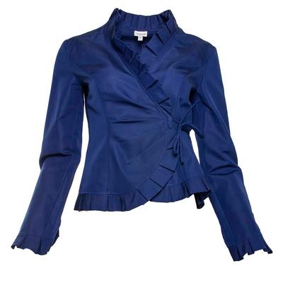 Armani Collezioni Size 6 Ruffle Blue Jacket