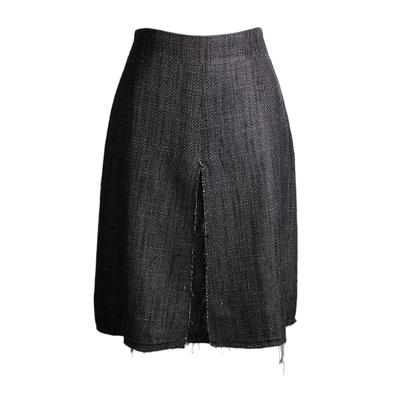 Chanel Size 38 Tweed Frayed Hem Skirt 