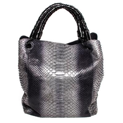 Nancy Gonzalez Grey Python & Crocodile Leather Handbag