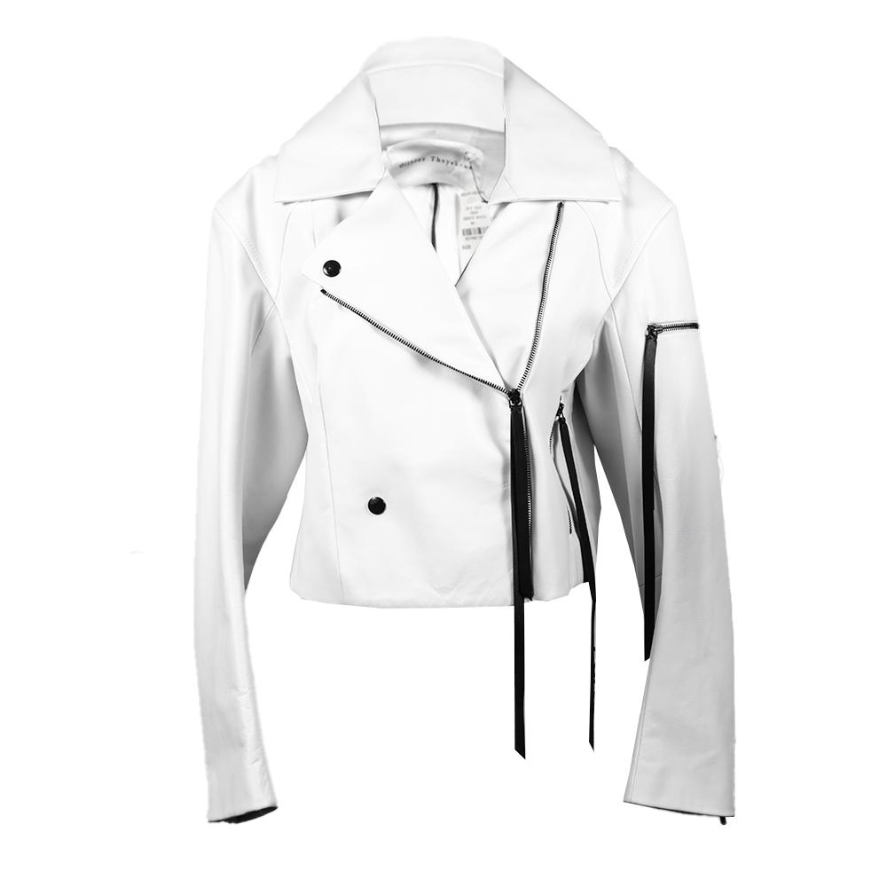  Olivier Theyskens Size 40 White Leather Jacket