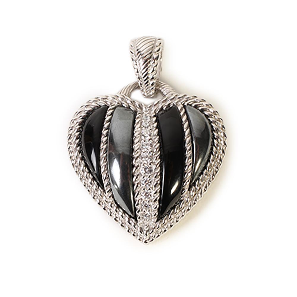  Judith Ripka Sterling Silver Crystal Heart Pendant