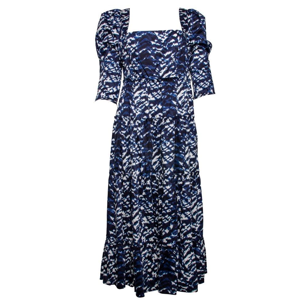  Diane Von Furstenberg Size 12 Blue Tie Dye Tiger Dress